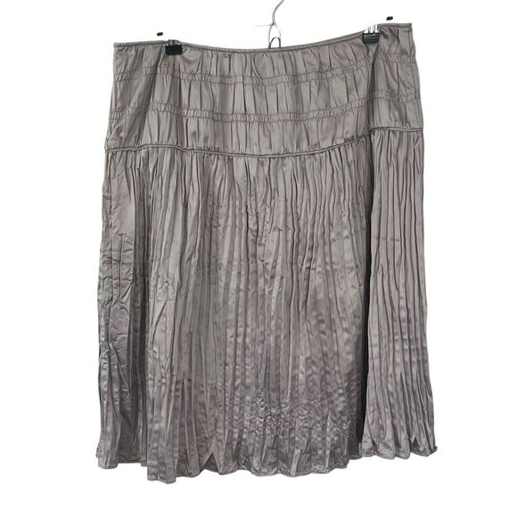 Sundance Satin Skirt Sz 10 Ruched Drop Waist Pleats Lined Tulip Hem Pewter Shiny - Picture 7 of 9